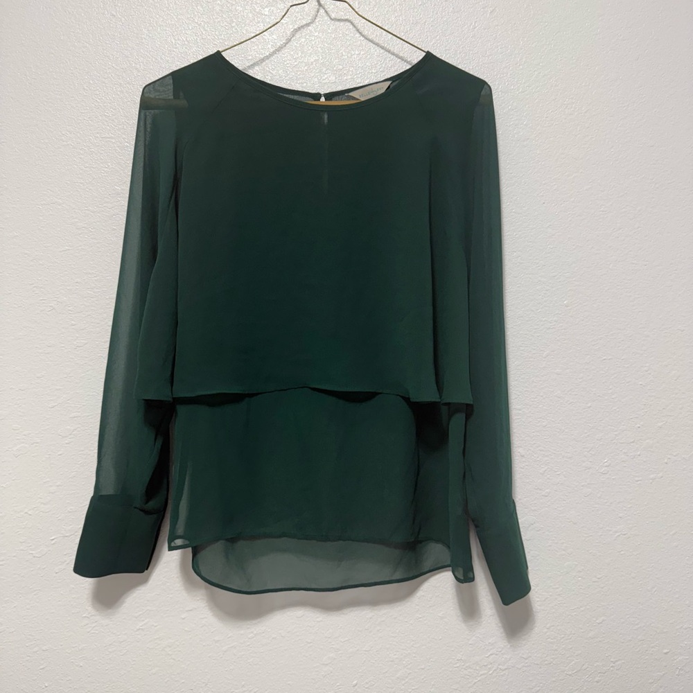 Elle Forest Green Sheer Blouse